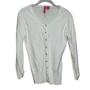 Charlotte Tarantola Sweater Womens Medium White Cardigan Rhinestone Buttons